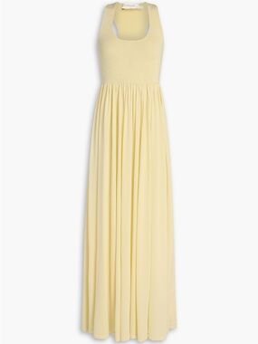 Zimmermann Pale Yellow Scoop Neck metallic Maxi Dress